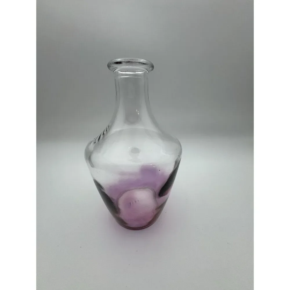 VTG Art Glass Bud Vase Small Swirl Ombre Clear Made in France 6.25 Inch